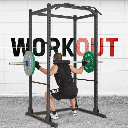 Power Cage, Multifunctional 1200lb Capacity Squat Rack with 2 Extra J-Hooks for Squats, Bench Press, Pull Ups, Strength Training, Home, Gym - 1026785 Power Cage, Multifunctional 1200lb Capacity Squat Rack with 2 Extra J-Hooks for Squats, Bench Press, Pull Ups, Strength Training, Home, Gym - 1026785
